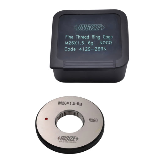 Insize Metric Fine Thread Ring Gauge NOGO M26 x 1.5 Class 6g Series 4129-26RN