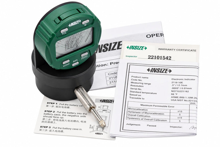 Insize 2118-10E Back Plunger Type Digital Indicator Flat Back 0.5" - INSIZE Australia