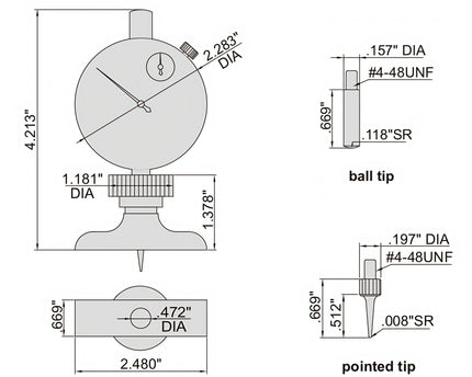 INSIZE Measuring Equipment Insize Dial Depth Gauge 0-1.2" Range Series 2341-E1