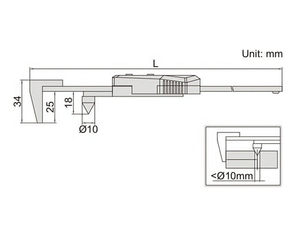 INSIZE MEASURING EQUIPMENT Insize Digital Back-Jaw Edge to Center Caliper Range Series 1524-200