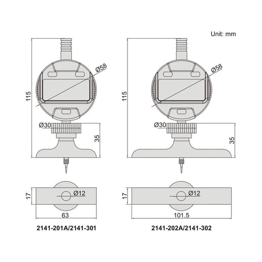 INSIZE Measuring Equipment Insize Digital Depth Gauge 101.5x17mm Range Series 2141-302