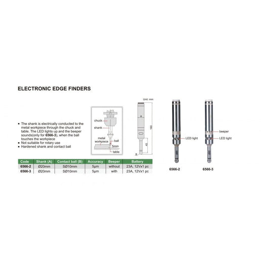 INSIZE MEASURING EQUIPMENT Insize Electronic Edge Finder 20mm Shank Series 6566-2