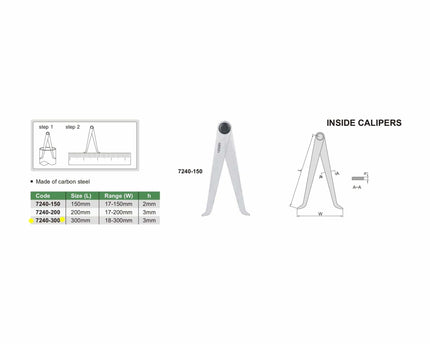 INSIZE Measuring Equipment Insize Inside Caliper 0-300mm Range Series 7240-300