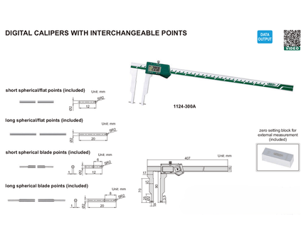 INSIZE Measuring Equipment Insize Interchangeable Point Digital Caliper Range Series 1124-300A