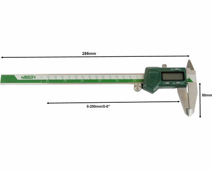 INSIZE Measuring Equipment Insize Left Hand Digital Caliper 0-200mm/0-8" Range Series 1130-200