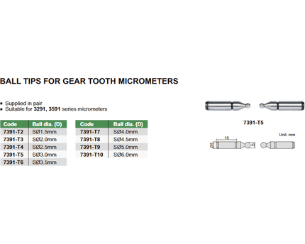 INSIZE Measuring Equipment 3.0MM BALL POINT - 7391-T5