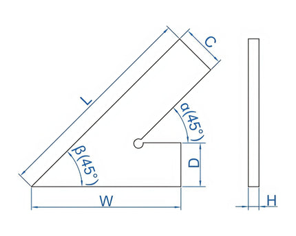 INSIZE Measuring Equipment Insize 45° Square Range Series 100x70mm Series 4745-1100