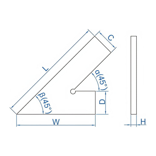 INSIZE Measuring Equipment Insize 45° Square Range Series 200x130mm Series 4745-1200