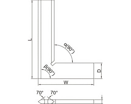 INSIZE Measuring Equipment Insize 90° Bevelled Edge Square 250x165mm Range Series 4790-0250