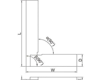 INSIZE Measuring Equipment Insize 90° Flat Edge Square 100x70mm Range Series 4792-100