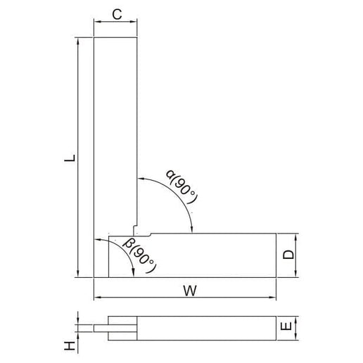 INSIZE Measuring Equipment Insize 90° Flat Edge Square 150x100mm Range Series 4792-150