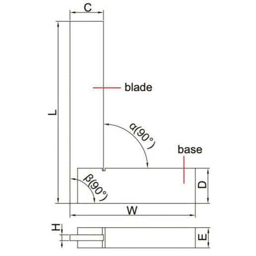 INSIZE Measuring Equipment Insize 90° Flat Edge Square 50x40mm Range Series 4792-50