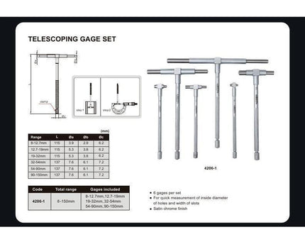 INSIZE Measuring Equipment Insize Bore Gauge 8-150mm x 0.01mm Range Series 4206-1