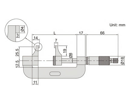 INSIZE Measuring Equipment Insize Caliper Type Micrometer 0-25mm Range Series 3238-25