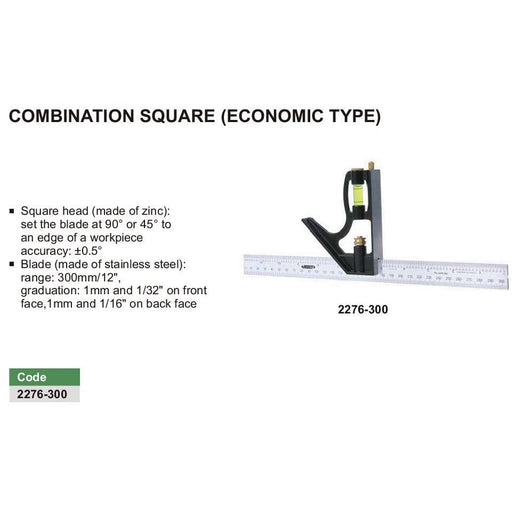 INSIZE Measuring Equipment Insize Combination Square 300mm Range Series 2276-300