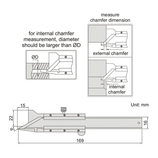 INSIZE Measuring Equipment Insize Conventional Chamfer Gauge 0-6mm Range Series 1267-6