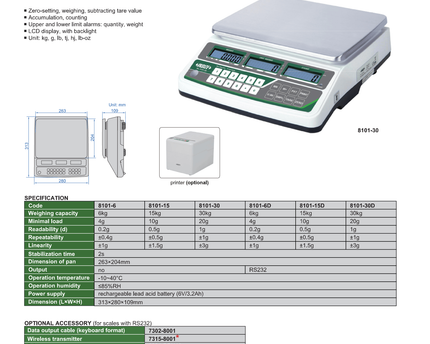 INSIZE MEASURING EQUIPMENT Insize Counting Scale 15kg Capacity Series 8101-15
