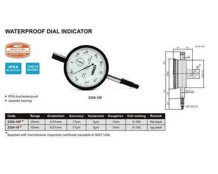 INSIZE Measuring Equipment Insize Dial Indicator 10mm Range Series 2324-10