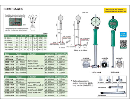 INSIZE Measuring Equipment Insize Digital Bore Gauge 35-60 mm Range Series 2122-60A