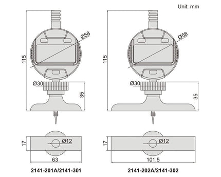 INSIZE Measuring Equipment Insize Digital Depth Gauge 0-300mm/0-12" Range Series 2141-202A