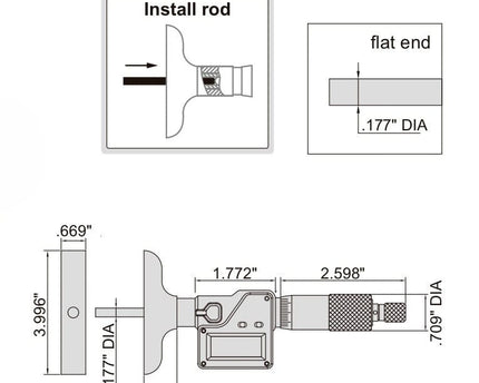 INSIZE Measuring Equipment Insize Digital Depth Micrometer 0-2" Range Series 3540-50E