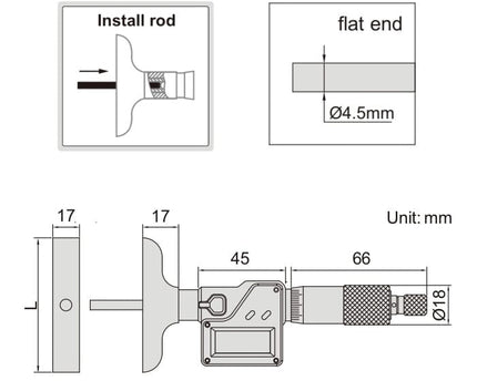 INSIZE Measuring Equipment Insize Digital Depth Micrometer 0-50mm/0-2" Range Series 3540-50