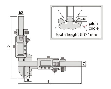 INSIZE Measuring Equipment Insize Digital Gear Tooth Caliper 5-50mm x 0.01mm Range Series 1181-M50A