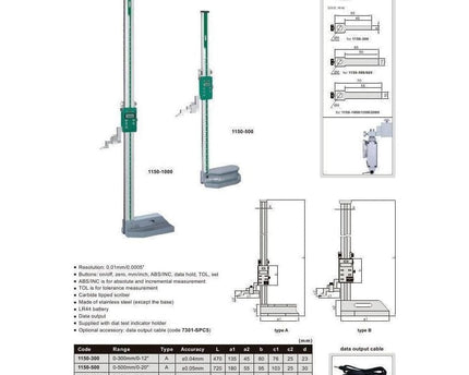 INSIZE Measuring Equipment Insize Digital Height Gauge  0-1000mm / 0-40" Range Series 1150-1000