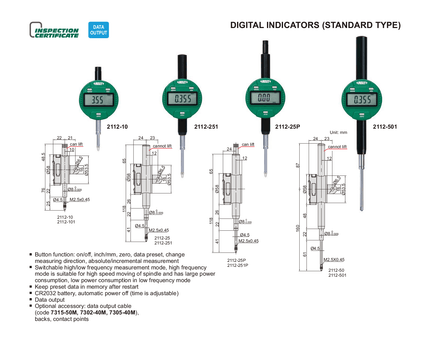 INSIZE Measuring Equipment Insize Digital Indicator 25.4mm/1" Range Series 2112-251