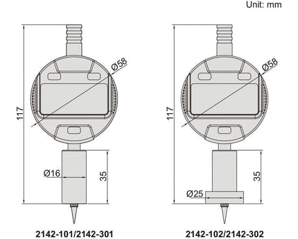 INSIZE Measuring Equipment Insize Digital Mini Short Base Depth Gauge 0-12.7mm/0-0.5" Range Series 2142-101