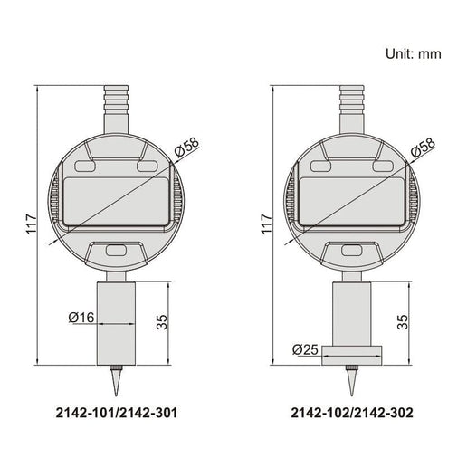 INSIZE Measuring Equipment Insize Digital Mini Short Base Depth Gauge 0-12.7mm/0-0.5" Range Series 2142-101