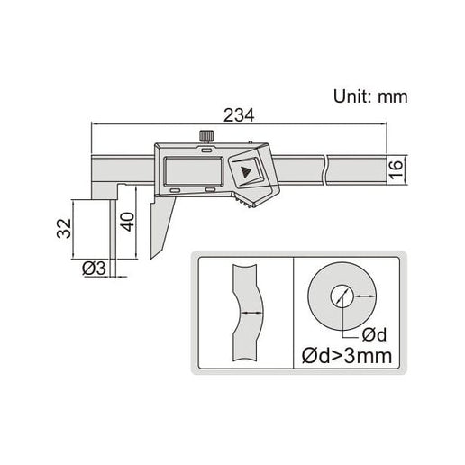 INSIZE Measuring Equipment Insize Digital Tube Thickness Caliper 0-150mm/0-6" Range Series 1161-150A