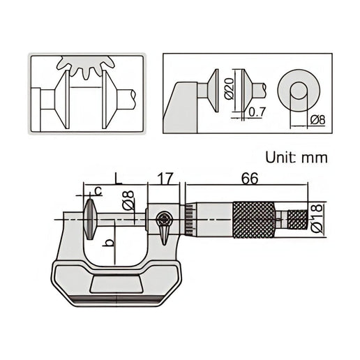 INSIZE Measuring Equipment Insize Disc Micrometer 25-50mm Range Series 3282-50