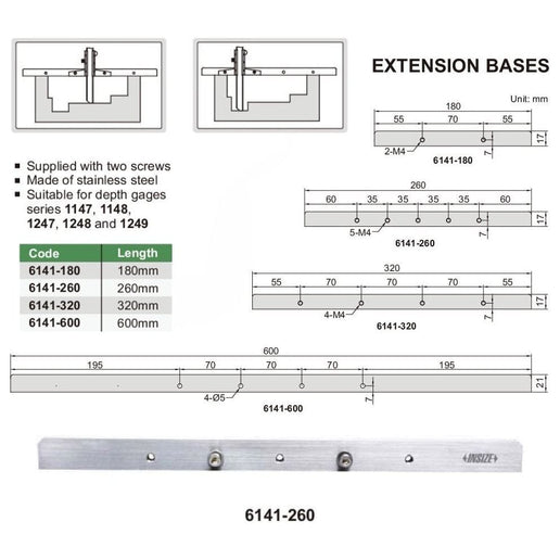 INSIZE Measuring Equipment Insize Extension Base 320mm Range Series 6141-320