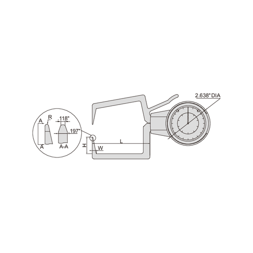INSIZE Measuring Equipment Insize External Dial Caliper Gauge 0.4-1.2" Range Series 2333-E121