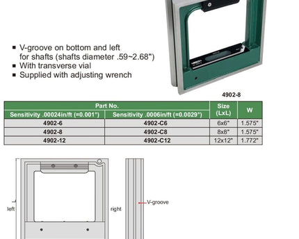 INSIZE Measuring Equipment Insize Frame Level 12x12" Range Series 4902-12
