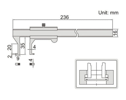 INSIZE Measuring Equipment Insize Groove Vernier Caliper Range Series 1262-150A