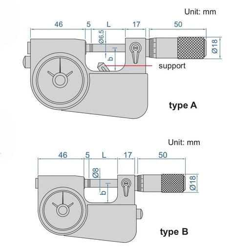 INSIZE Measuring Equipment Insize Indicating Micrometer with Support 0-25mm Range Series 3332-25