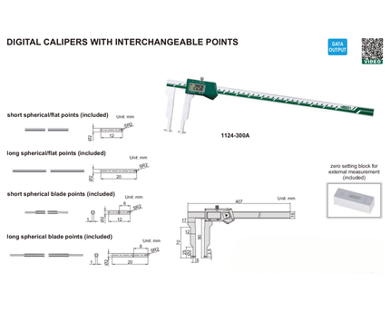 INSIZE Measuring Equipment Insize Interchangeable Point Digital Caliper Range Series 1124-300A