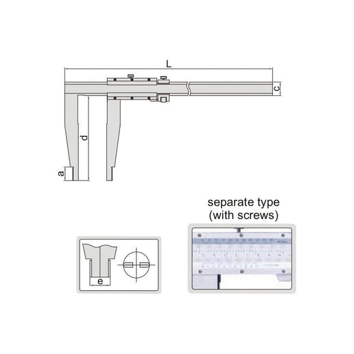 INSIZE Measuring Equipment Insize Long Jaw Vernier Caliper 0-600mm/0-24" Range Series 1215-642