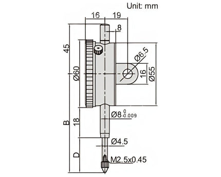 INSIZE Measuring Equipment Insize Lug Back Dial Indicator 10mm Range Series 2318-10
