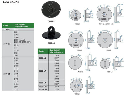 INSIZE Measuring Equipment Insize Lug Back for Dial Guages 53mm Range Series 7330-L2