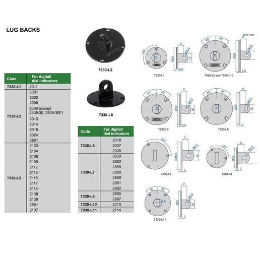 INSIZE Measuring Equipment Insize Lug Back for Dial Guages 54mm Range Series 7330-L6
