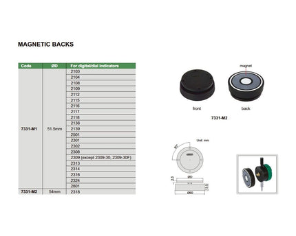 INSIZE Measuring Equipment Insize Magnetic Back Ø54 mm for Digital Indicators Series 7331-M2
