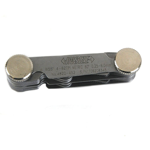 INSIZE Measuring Equipment Insize Metric 60° & Whitworth 55° Screw Pitch Gauge 0.25-6mm/4-62TPI Range Series 4820-452