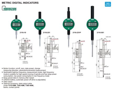 INSIZE Measuring Equipment Insize Metric Digital Indicator 12.7mm Range Series 2116-101