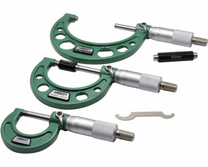 INSIZE Measuring Equipment Insize Metric Outside Micrometer 3 Piece Set 0-75mm Range Series 3203-753A