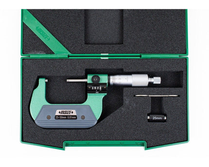 INSIZE Measuring Equipment Insize Metric Outside Micrometer W/ Analog Counter 25-50mm Range Series 3400-50