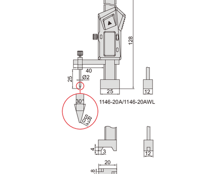 INSIZE Measuring Equipment Insize Mini Digital Height Gauge 0-20mm/0-0.8" Range Series 1146-20A
