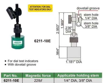 INSIZE Measuring Equipment Insize Mini Magnetic Stand 22LBF Range Series 6211-10E
